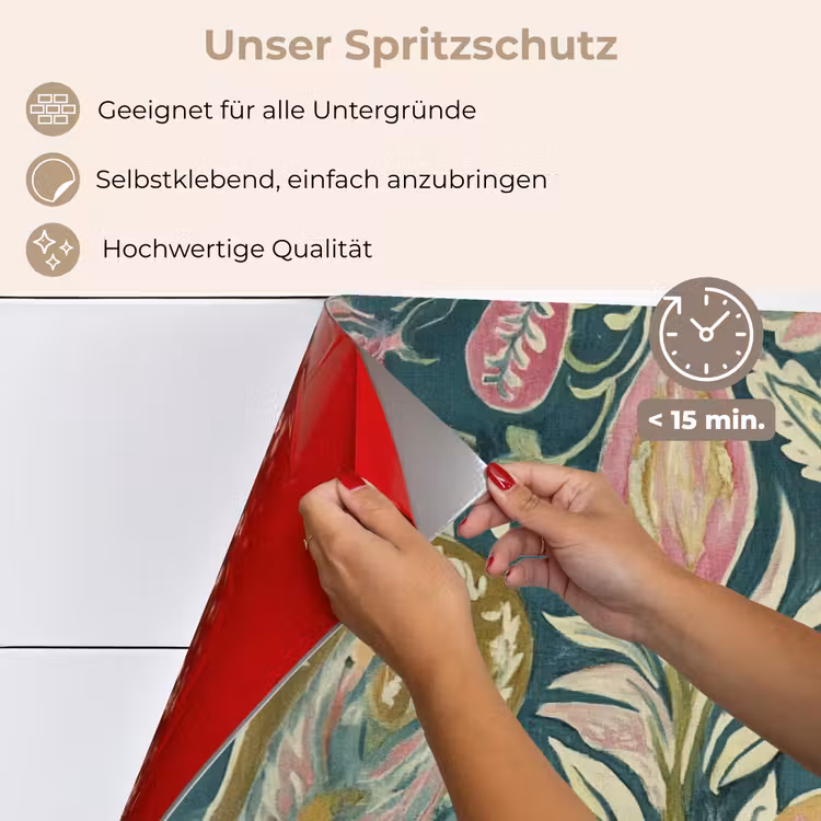 Spritzschutz Küche - Gemustert - Bunt - Verschnörkelt - Grün — 4
