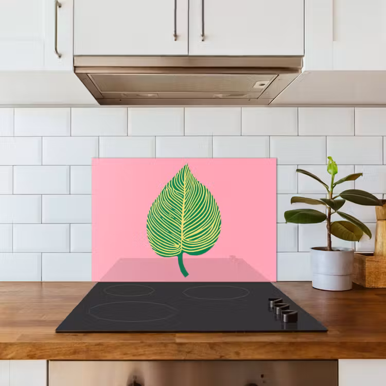 Spritzschutz Küche - Illustration - Blatt - Minimalistisch - Grün — 3