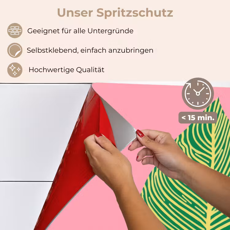 Spritzschutz Küche - Illustration - Blatt - Minimalistisch - Grün — 4