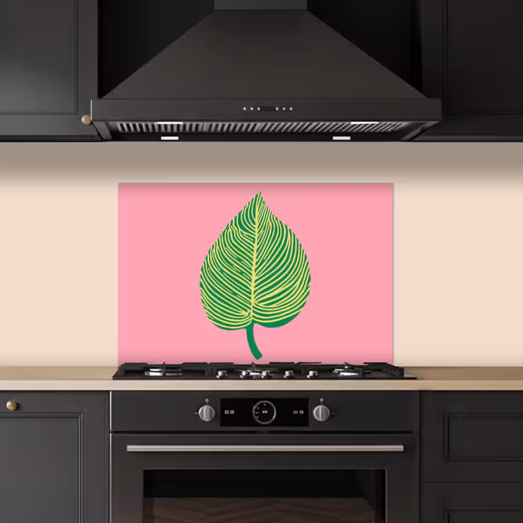 Spritzschutz Küche - Illustration - Blatt - Minimalistisch - Grün — 5