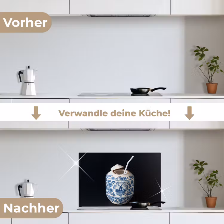 Spritzschutz Küche - Kokosnuss - Lebensmittel - Delfter Blau - Getränk — 7