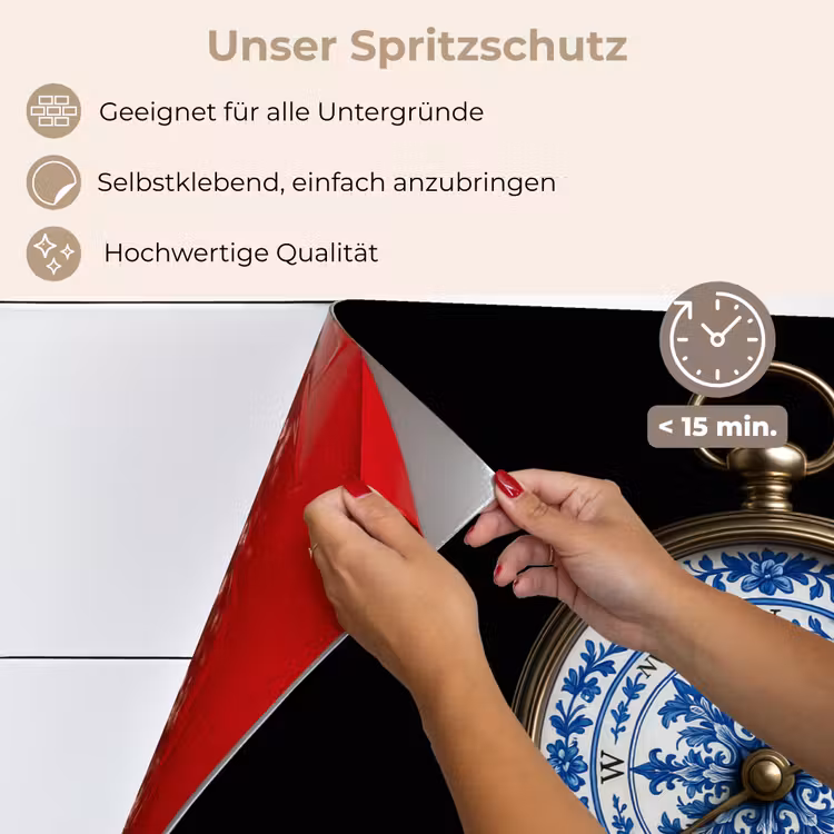 Spritzschutz Küche - Kompass - Delfter Blau - Schwarz — 4