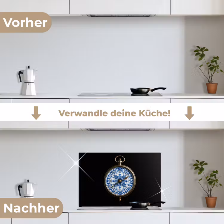 Spritzschutz Küche - Kompass - Delfter Blau - Schwarz — 7