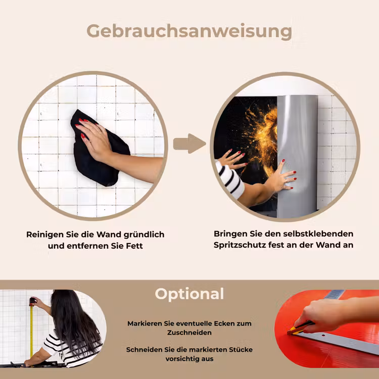Spritzschutz Küche - Löwe - Schwarz - Orange - Farbe — 6