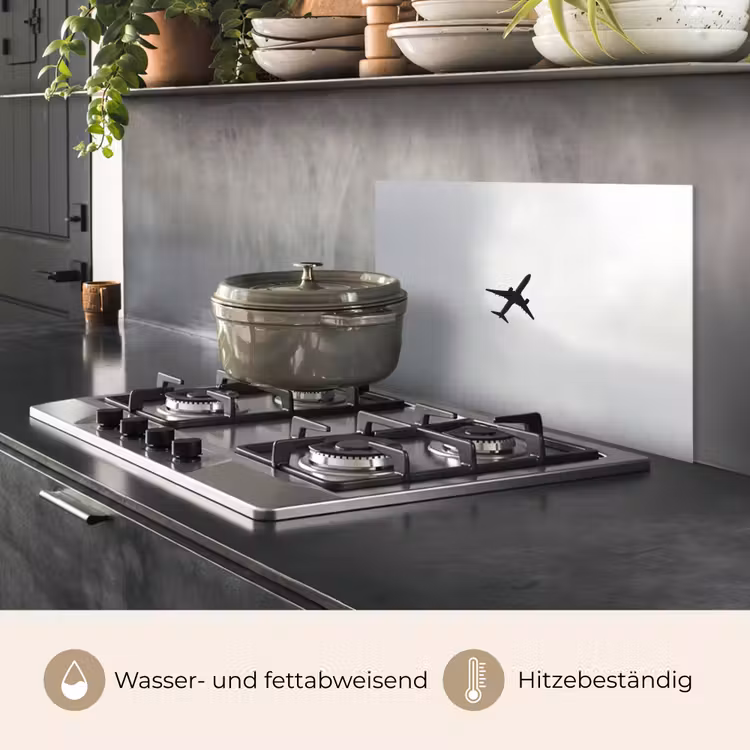 Spritzschutz Küche - Minimalistisch - Silhouette - Schwarz - Flugzeug — 2