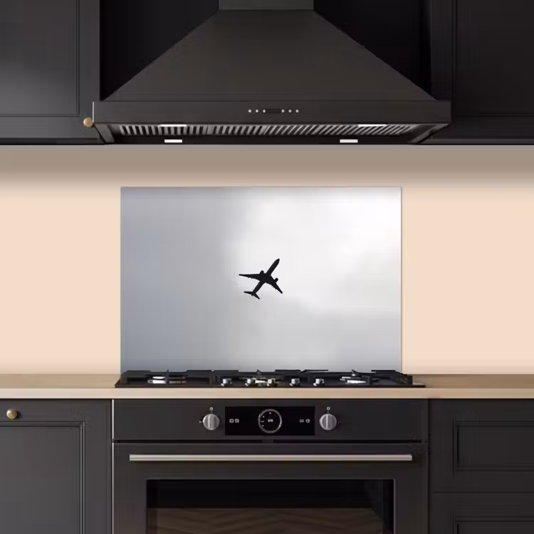 Spritzschutz Küche - Minimalistisch - Silhouette - Schwarz - Flugzeug — 5