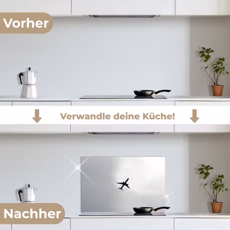Spritzschutz Küche - Minimalistisch - Silhouette - Schwarz - Flugzeug — 7