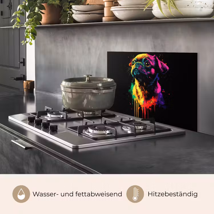 Spritzschutz Küche - Puck - Hund - Farbe - Farben — 2