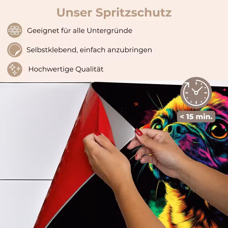 Spritzschutz Küche - Puck - Hund - Farbe - Farben — 4