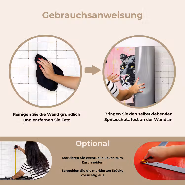 Spritzschutz Küche - Schwarz - Panther - Rosa - Abstrakt — 6