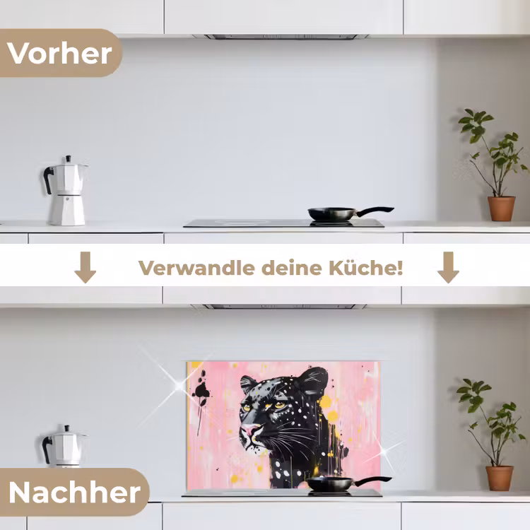 Spritzschutz Küche - Schwarz - Panther - Rosa - Abstrakt — 7