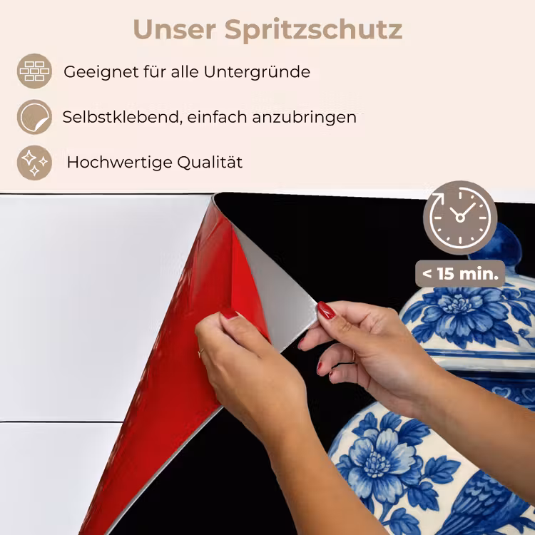 Spritzschutz Küche - Topf - Delfter Blau - Blumen — 4