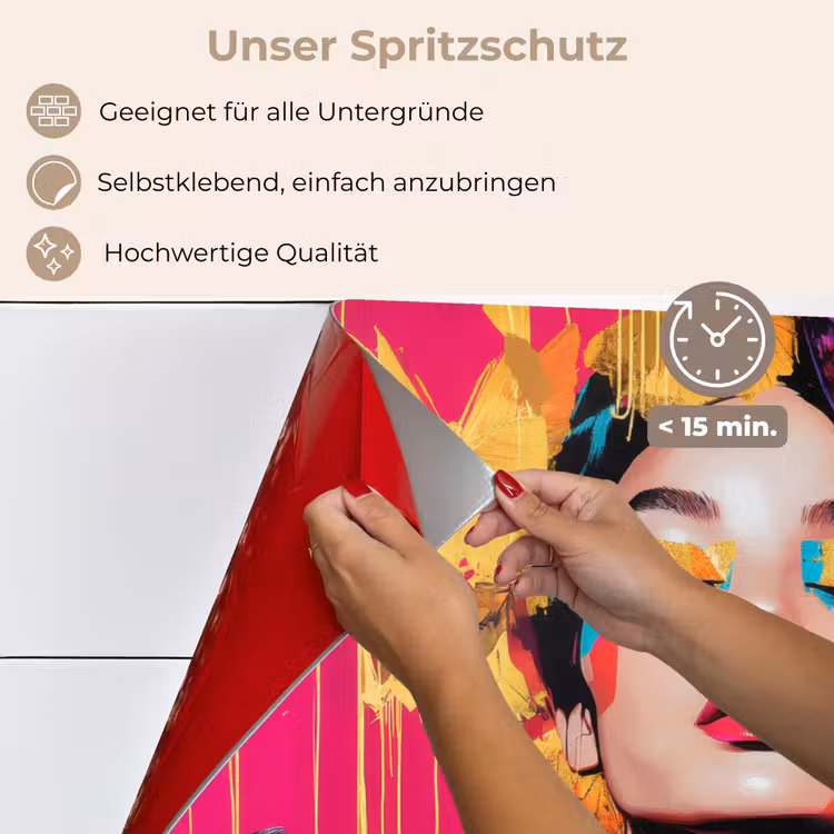 Spritzschutz Küche - Frau - Abstrakt - Farbenfroh — 4