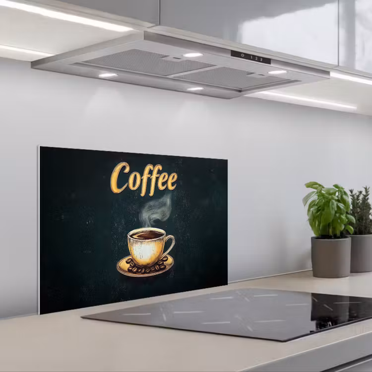 Spritzschutz Küche - Kaffee - Schale - Kaffeebohnen - Retro — 1
