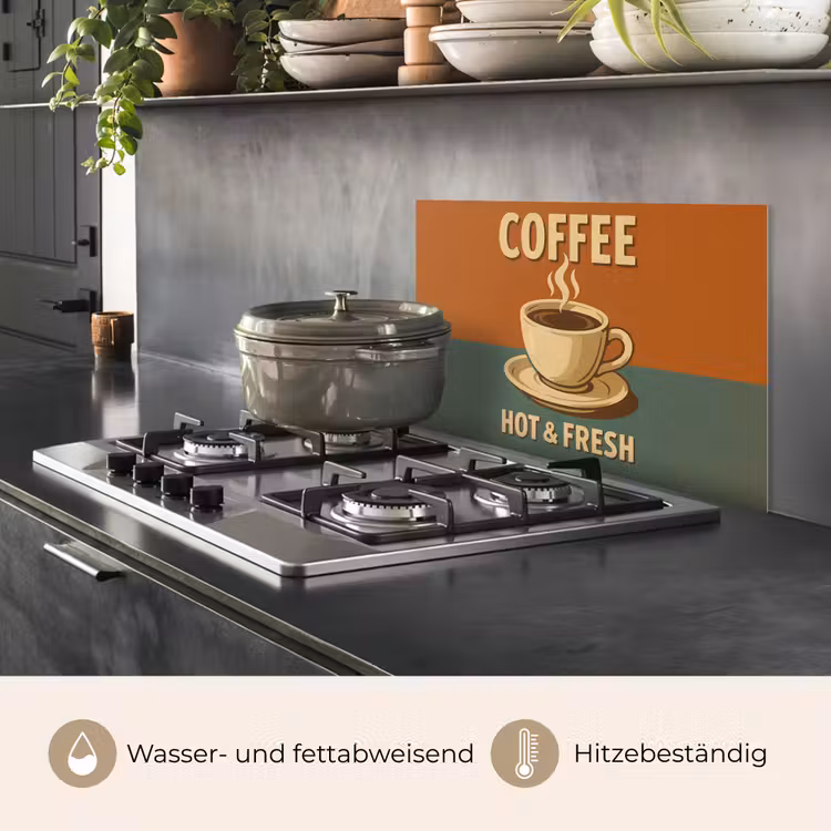 Spritzschutz Küche - Kaffee - Tasse - Vintage - Zitat — 2