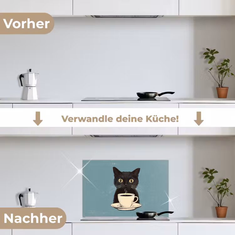 Spritzschutz Küche - Katze - Schwarz - Kaffee - Minimalistisch — 7