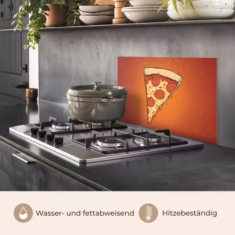 Spritzschutz Küche - Pizza - Käse - Rot - Peperoni — 2