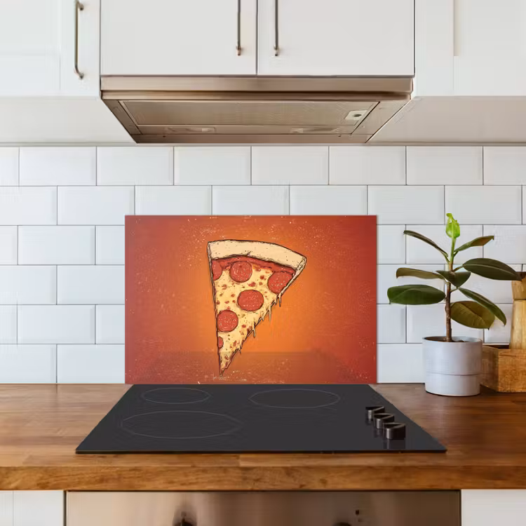 Spritzschutz Küche - Pizza - Käse - Rot - Peperoni — 3