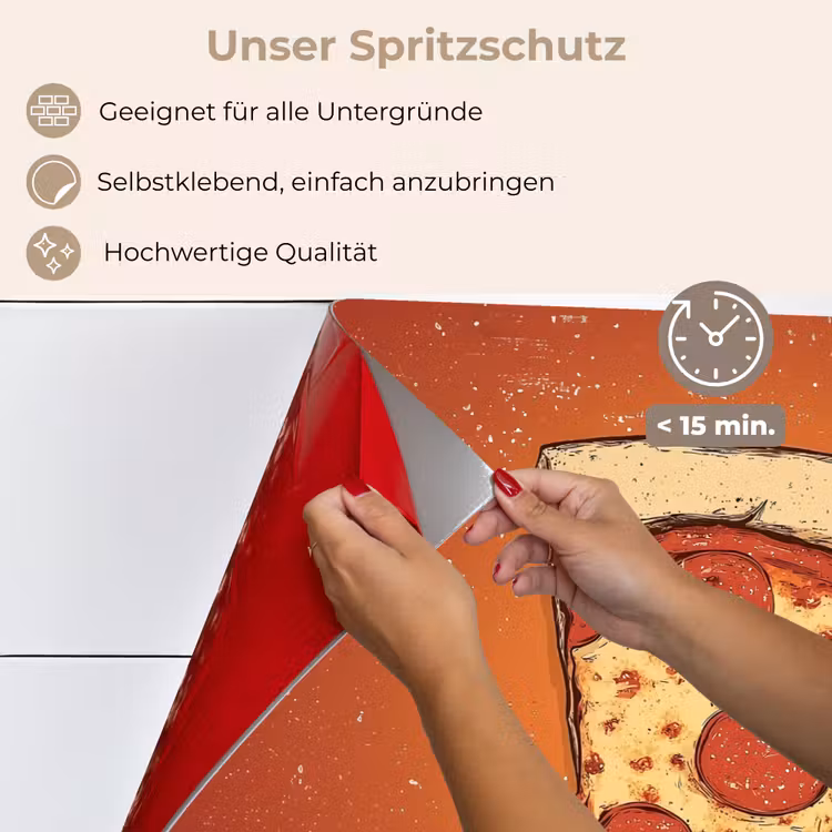 Spritzschutz Küche - Pizza - Käse - Rot - Peperoni — 4