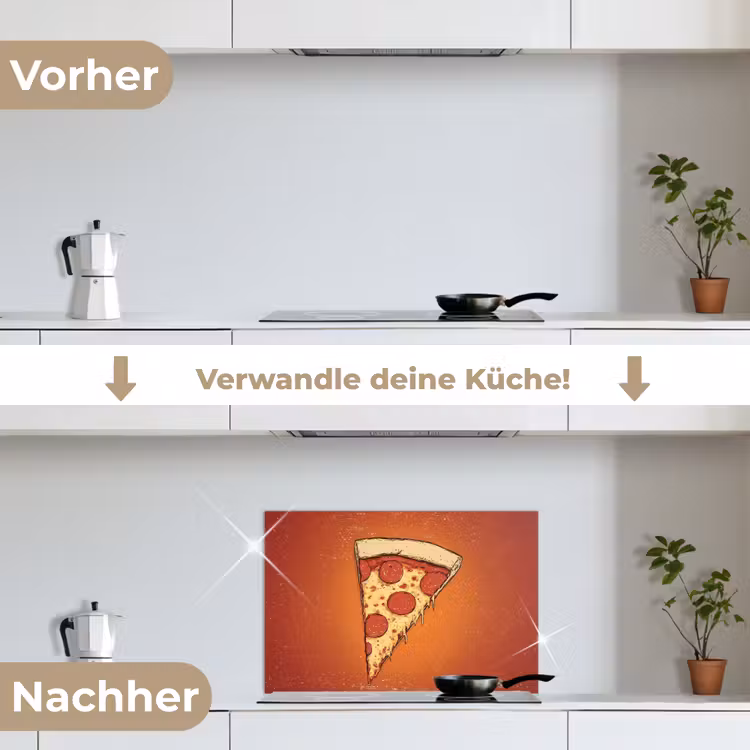Spritzschutz Küche - Pizza - Käse - Rot - Peperoni — 7
