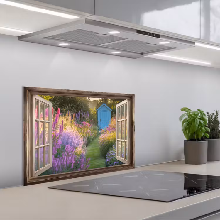 Spritzschutz Küche - Durchsichtig - Blumen - Fenster - Natur — 1