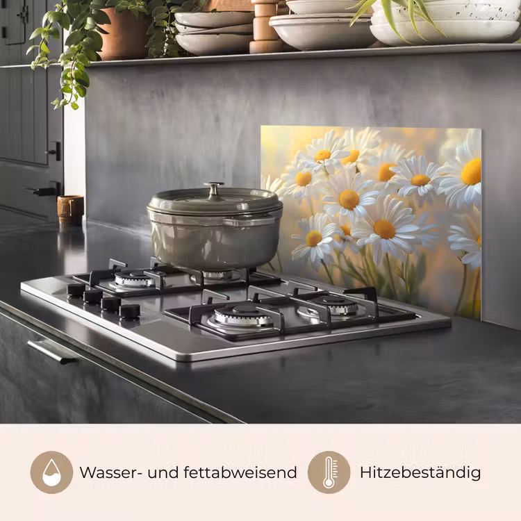 Spritzschutz Küche - Gänseblümchen - Weiß - Sonnenlicht — 2