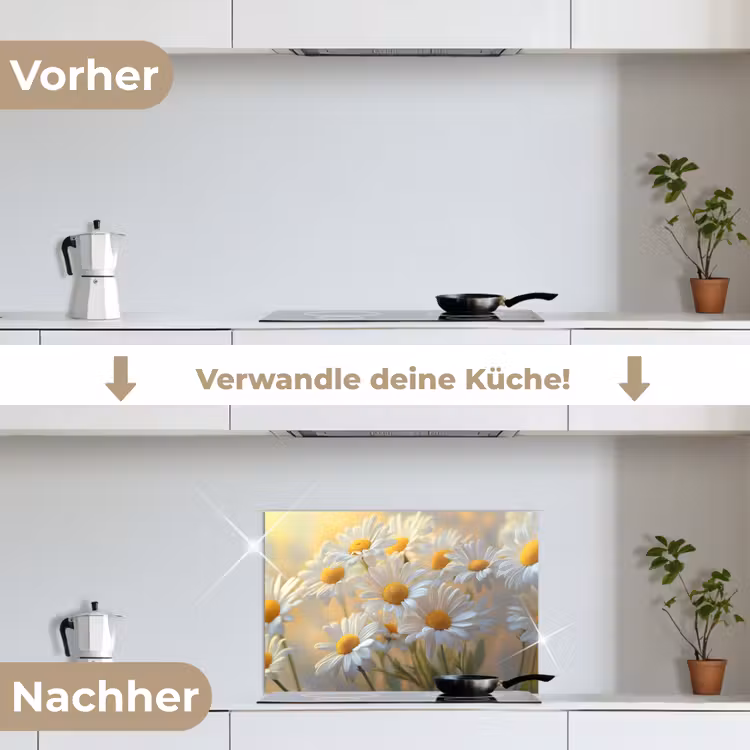 Spritzschutz Küche - Gänseblümchen - Weiß - Sonnenlicht — 7