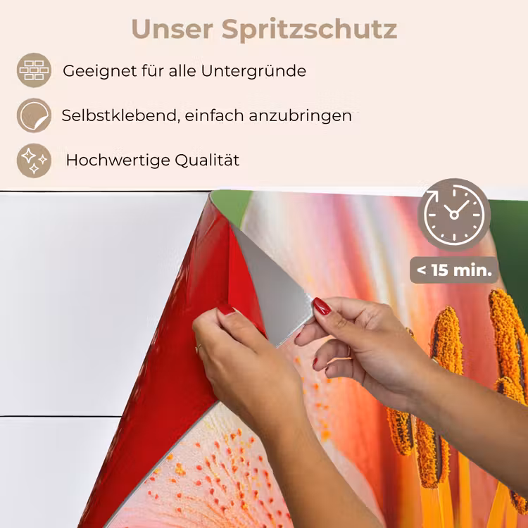 Spritzschutz Küche - Lilie - Nahaufnahme - Hellrosa — 4