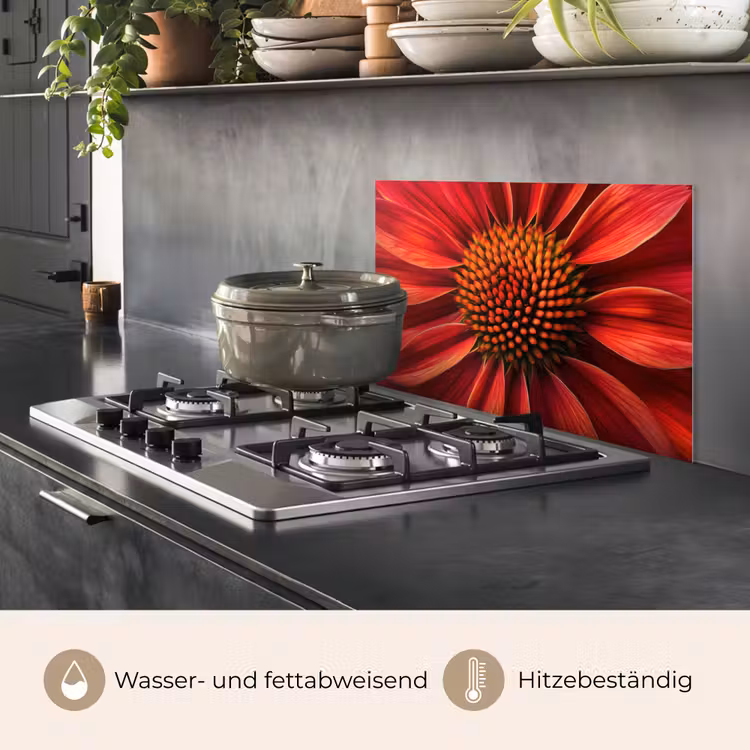 Spritzschutz Küche - Nahaufnahme - Blume - Rot — 2