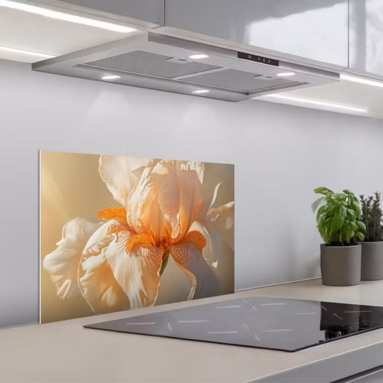 Spritzschutz Küche - Nahaufnahme - Orange - Iris — 1