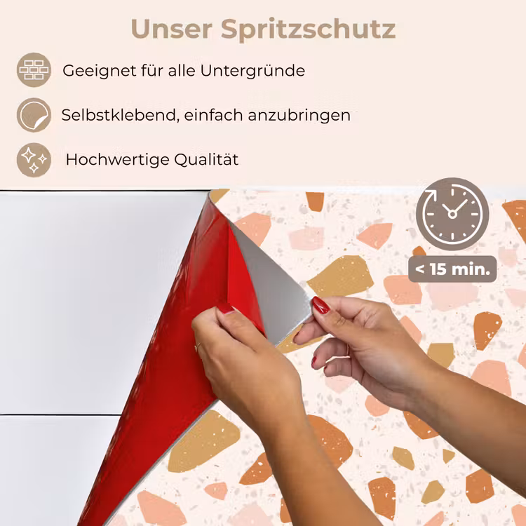 Spritzschutz Küche - Terrazzo - Muster - Bunt - Lachs — 4