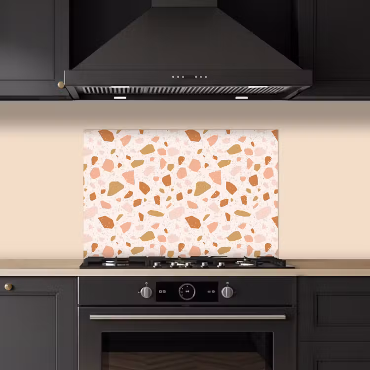 Spritzschutz Küche - Terrazzo - Muster - Bunt - Lachs — 5