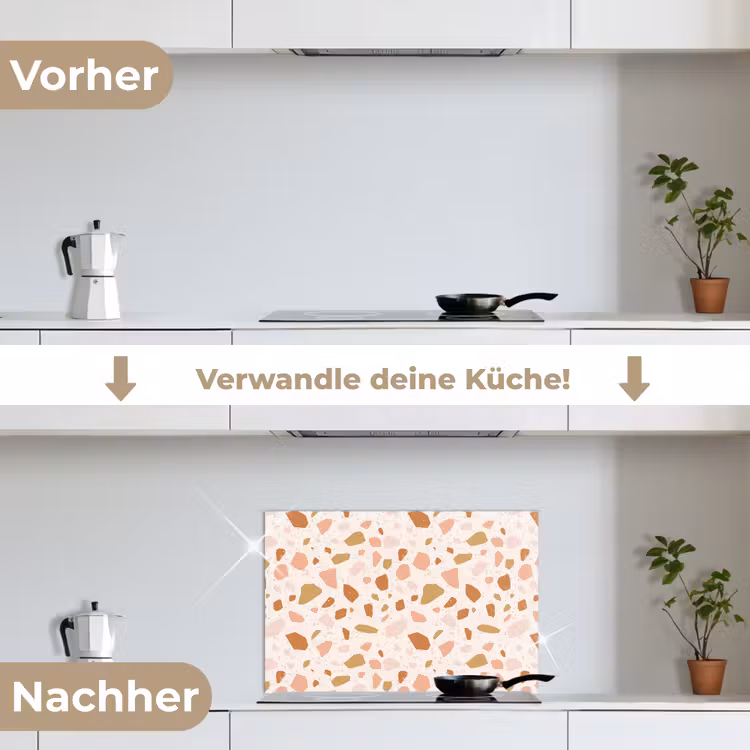 Spritzschutz Küche - Terrazzo - Muster - Bunt - Lachs — 7