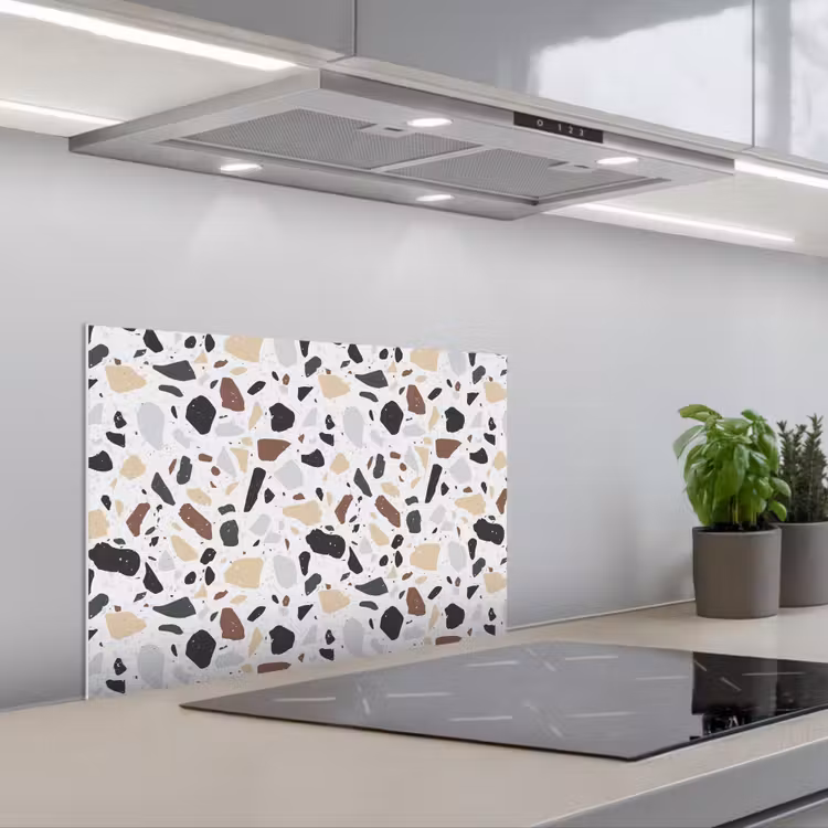 Spritzschutz Küche - Terrazzo - Muster - Bunt - Lehm — 1