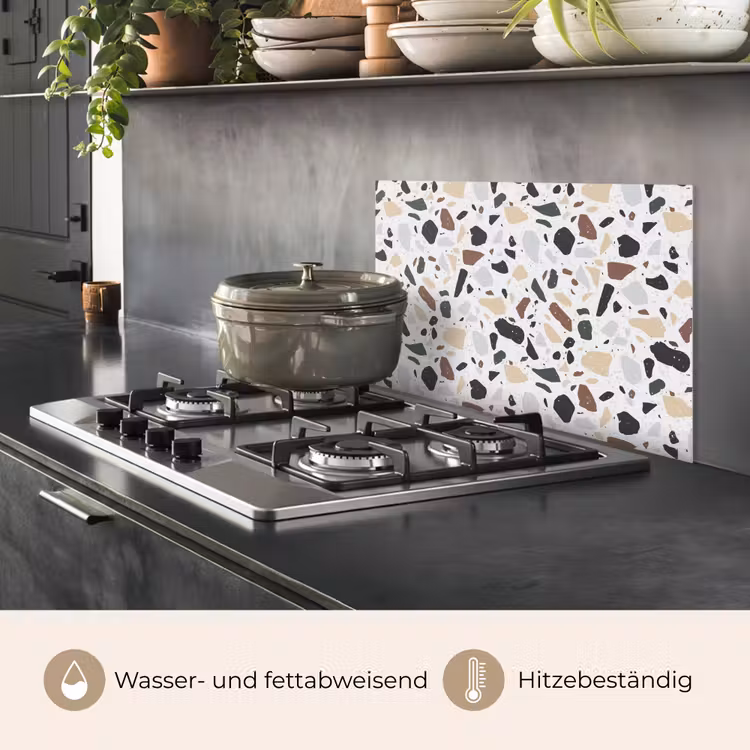 Spritzschutz Küche - Terrazzo - Muster - Bunt - Lehm — 2