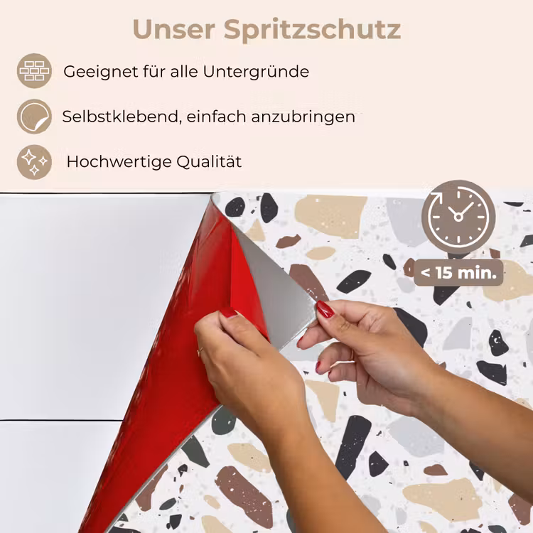 Spritzschutz Küche - Terrazzo - Muster - Bunt - Lehm — 4