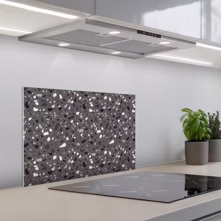 Spritzschutz Küche - Terrazzo - Muster - Grau — 1