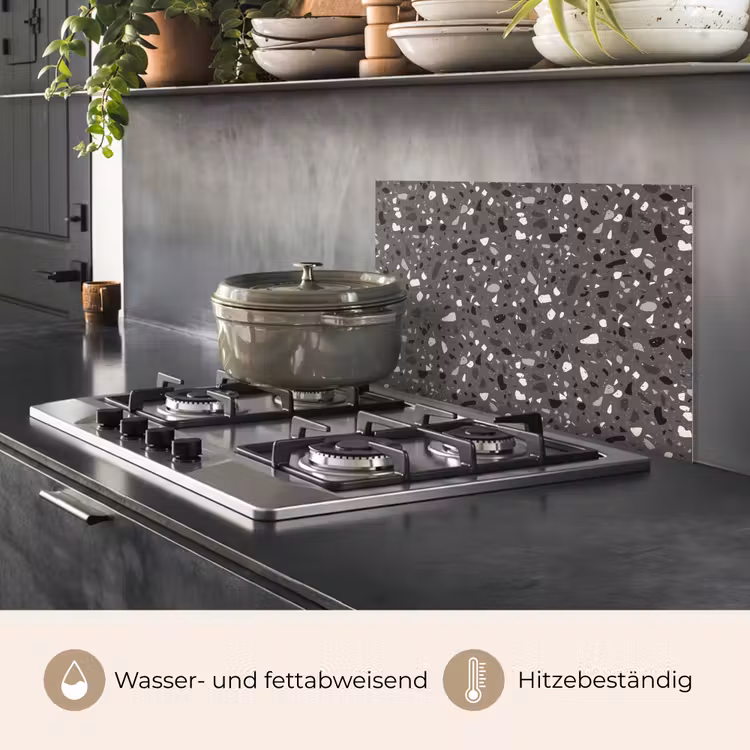 Spritzschutz Küche - Terrazzo - Muster - Grau — 2