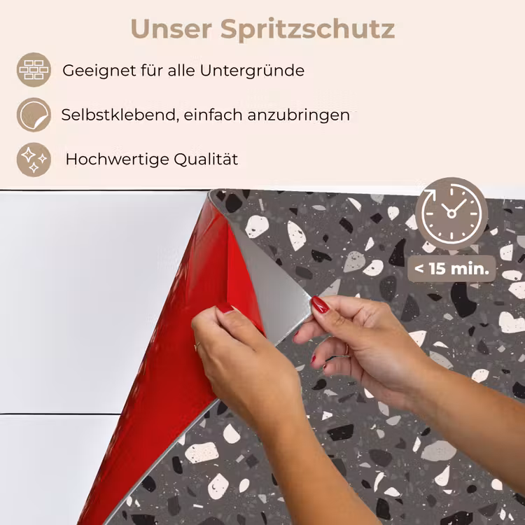 Spritzschutz Küche - Terrazzo - Muster - Grau — 4