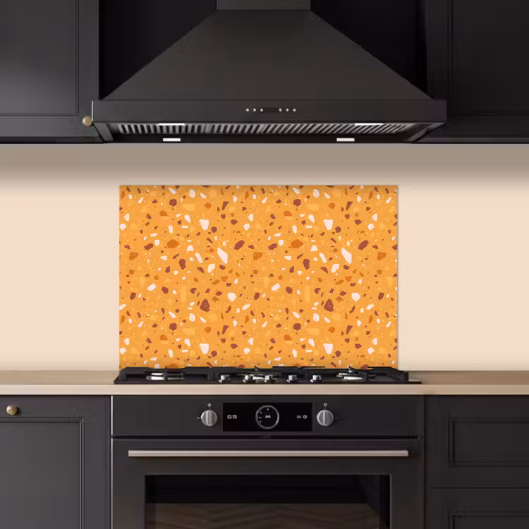 Spritzschutz Küche - Terrazzo - Muster - Ockergelb — 5