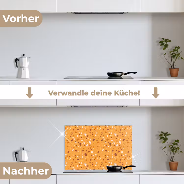 Spritzschutz Küche - Terrazzo - Muster - Ockergelb — 7