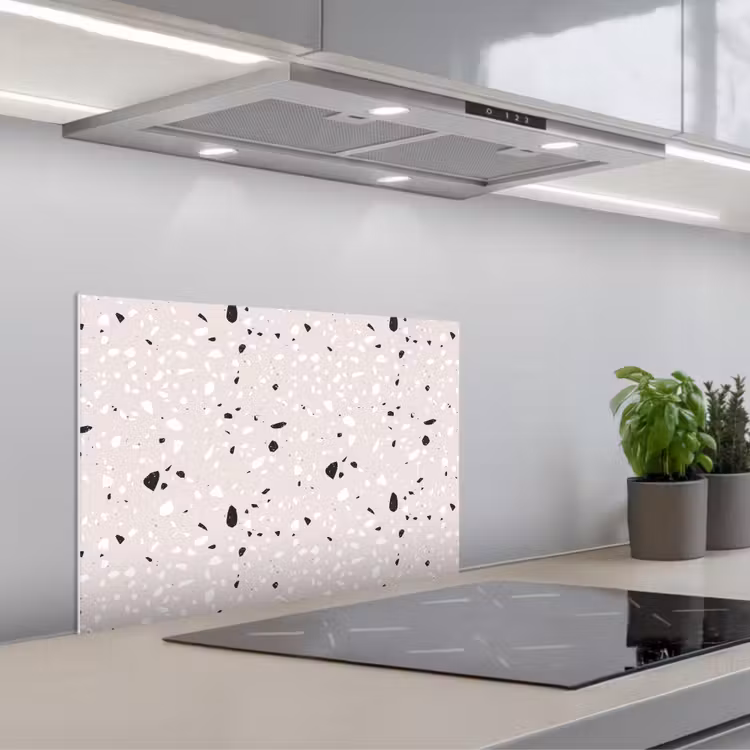 Spritzschutz Küche - Terrazzo - Muster - Weich - Schwarz - Weiß — 1