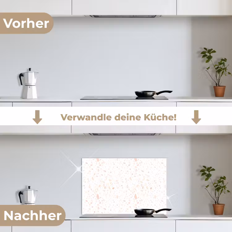 Spritzschutz Küche - Terrazzo - Muster - Weiß - Pfirsich — 7