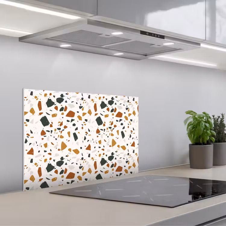 Spritzschutz Küche - Terrazzo - Muster - Weiß - Terra — 1