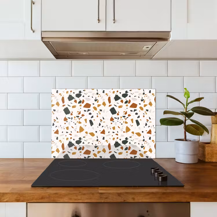 Spritzschutz Küche - Terrazzo - Muster - Weiß - Terra — 3