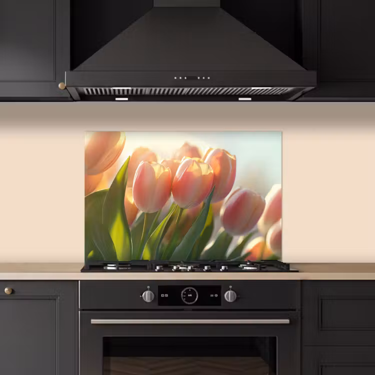 Spritzschutz Küche - Tulpen - Rosa - Sonnenstrahlen — 5
