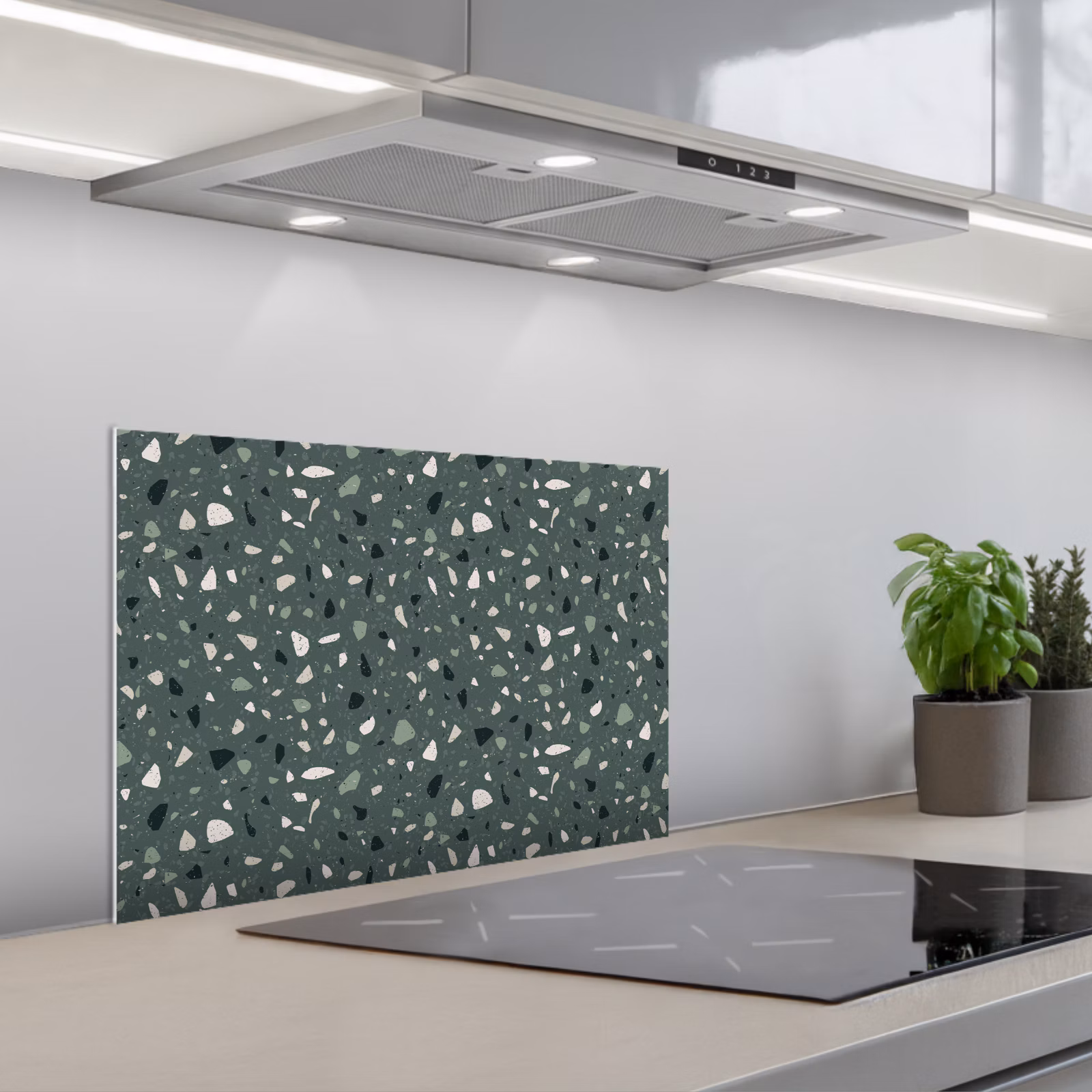 Spritzschutz Küche - Terrazzo - Muster - Bunt - Grün — 1