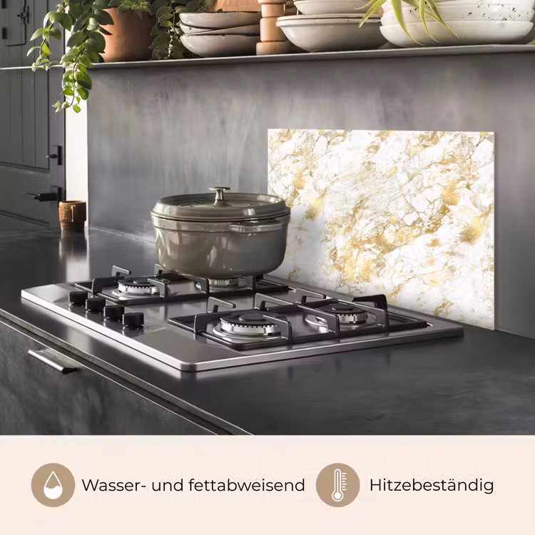Spritzschutz Küche - Marmor - Gold - Strukturiert — 2