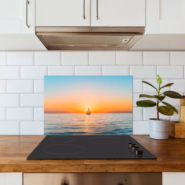 Spritzschutz Küche - Meer - Segelboot - Sonnenuntergang — 3