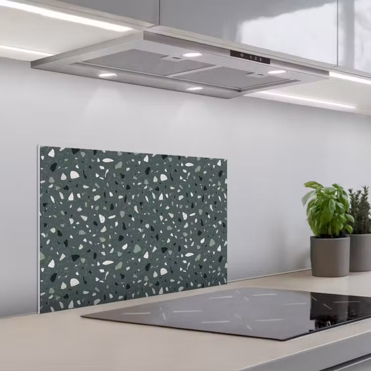 Spritzschutz Küche - Terrazzo - Muster - Bunt - Grün — 1
